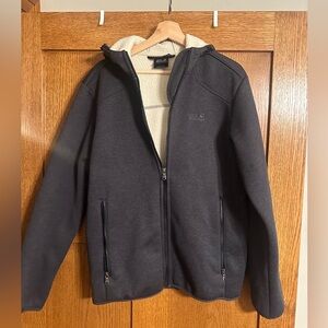 Jack Wolfskin Hooded Zip Up - Fleece Lined Interior - Men’s Large - Gray